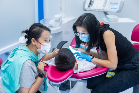 A child receives basic dental check-up at IAD-MSC.
 